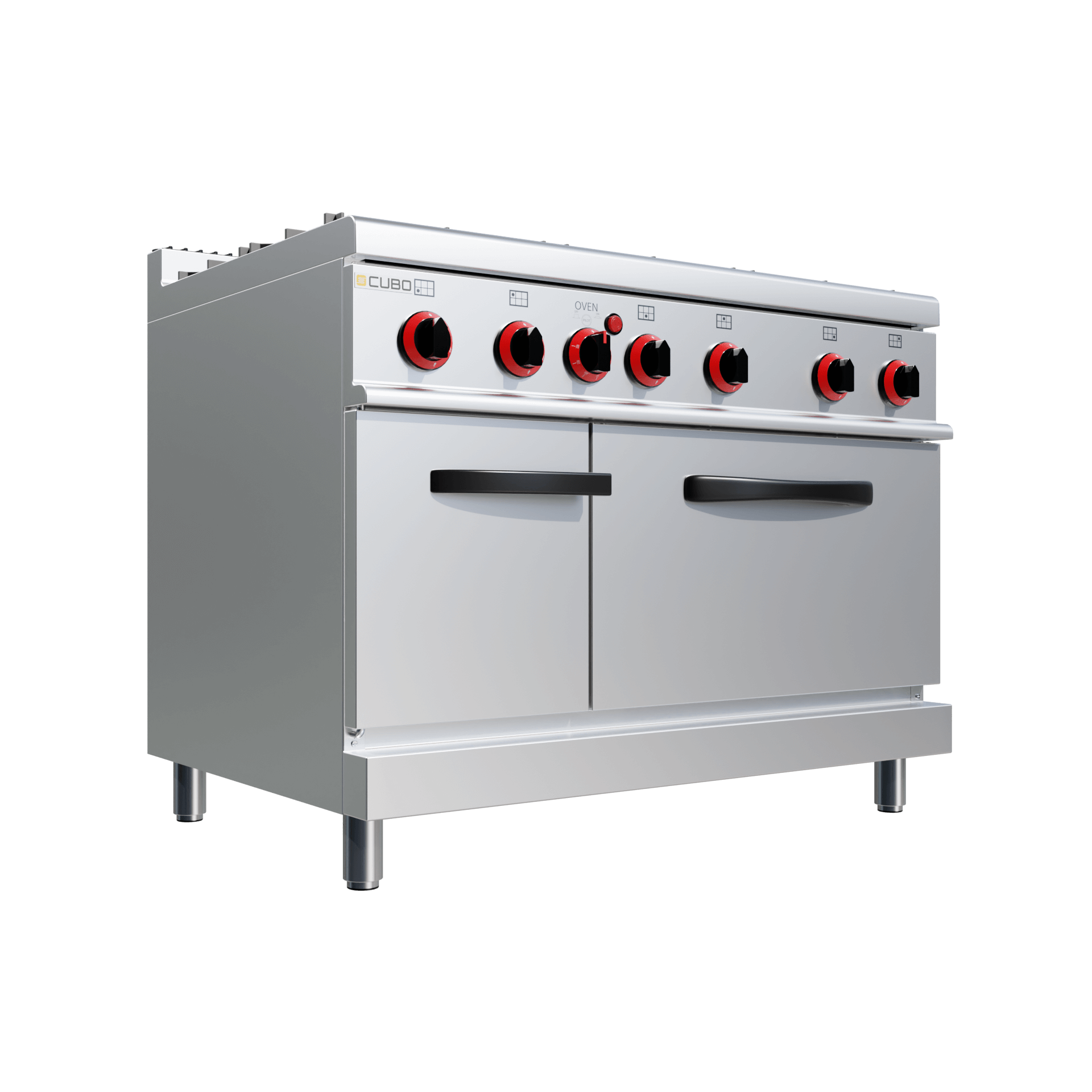 CUBO Gasfornuis 27kW - 6-pits - incl. statische gasoven 8kW - Diepte 70cm - Hoogwaardig model - CS-70-QQ-6-M