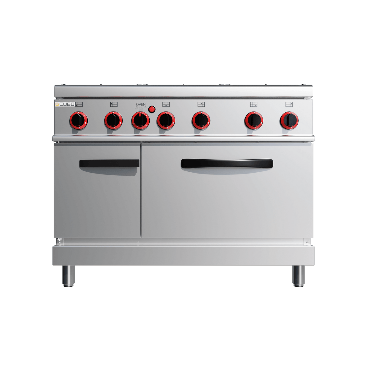 CUBO Gasfornuis 27kW - 6-pits - incl. statische gasoven 8kW - Diepte 70cm - Hoogwaardig model - CS-70-QQ-6-M