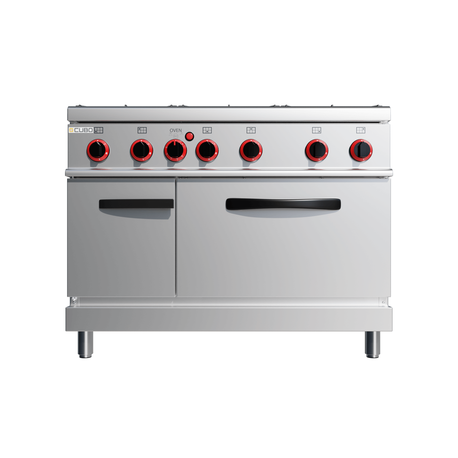 CUBO Gasfornuis 27kW - 6-pits - incl. statische gasoven 8kW - Diepte 70cm - Hoogwaardig model - CS-70-QQ-6-M