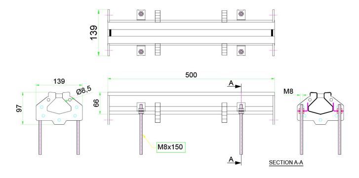 Combisteel Kitchen Trench Drain Connectable Slotted Channel 500 x 65mm - 7107.0005 Trench Slot Channels Combisteel