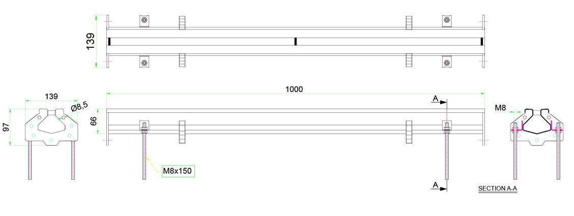 Combisteel Kitchen Trench Drain Connectable Slotted Channel 1000 x 65mm - 7107.0010 Trench Slot Channels Combisteel