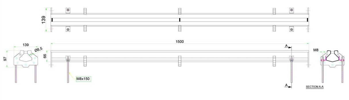 Combisteel Kitchen Trench Drain Connectable Slotted Channel 1500 x 65mm - 7107.0015 Trench Slot Channels Combisteel