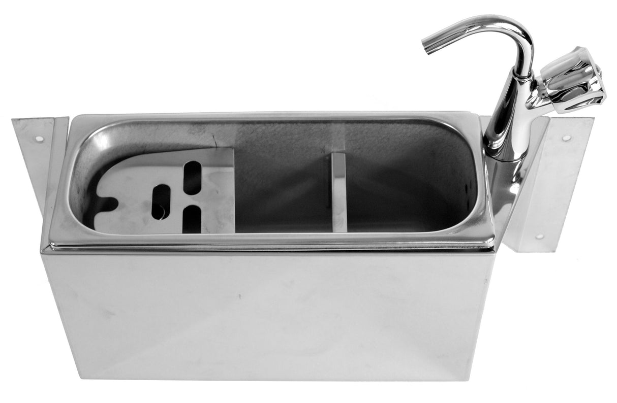 Combisteel Sink For Ice Cream Scoop With Water Tap 380X120X150 With Water Drain Hole, Water Connection And Overflow Pipe - 7108.0020 Combisteel
