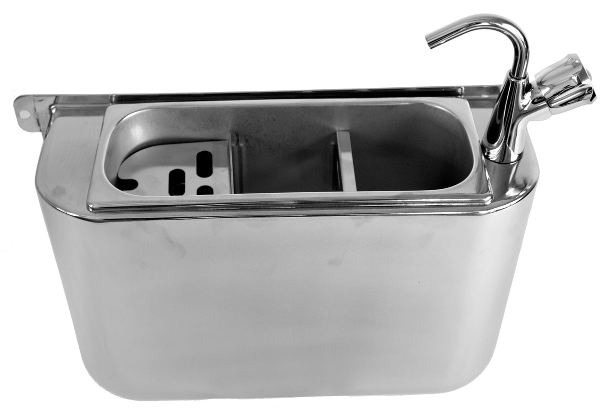 Combisteel Sink For Ice Cream Scoop With Water Tap 410X120X270 With Water Drain Hole, Water Connection And Overflow Pipe - 7108.0025 Combisteel