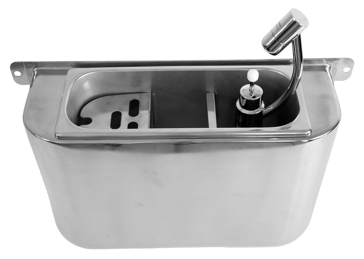 Combisteel Sink For Ice Cream Scoop With Scoop Shower 410X120X270 With Water Drain Hole, Water Connection And Overflow Pipe - 7108.0030 Combisteel
