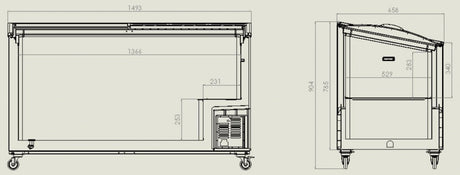 Combisteel Display Chest Freezer Sliding Curved Glass Lid 461 Litre - 7151.1015 Display Chest Freezers Combisteel