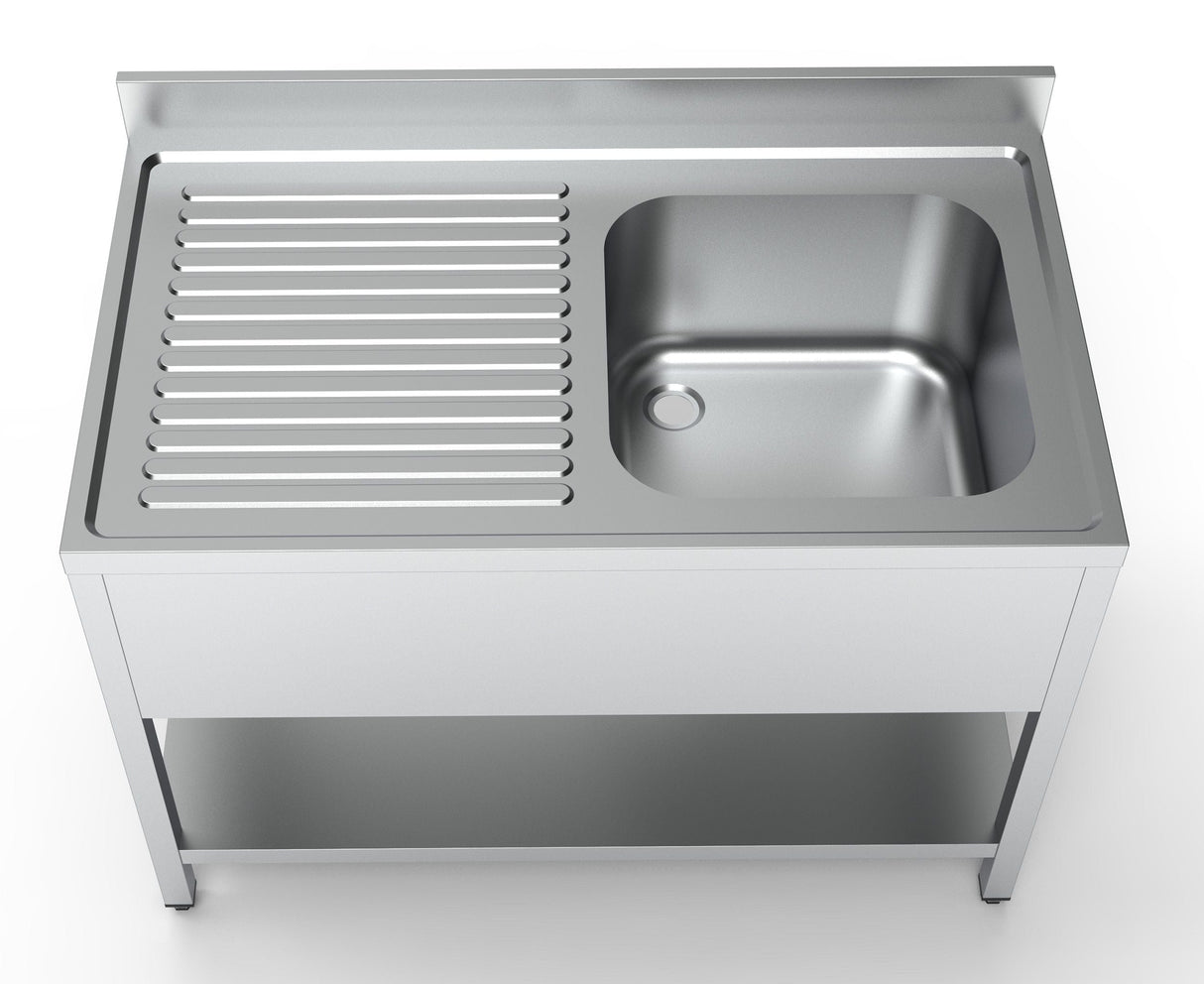 Combisteel Stainless Steel Sink Single Right Hand Bowl 1200mm Wide - 7333.0835 Single Bowl Sinks Combisteel