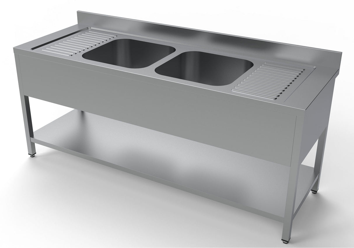 Combisteel Stainless Steel Sink Double Bowl 2000mm Wide - 7333.0870 Double Bowl Sinks Combisteel