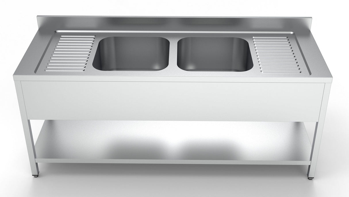 Combisteel Stainless Steel Sink Double Bowl 2000mm Wide - 7333.0870 Double Bowl Sinks Combisteel