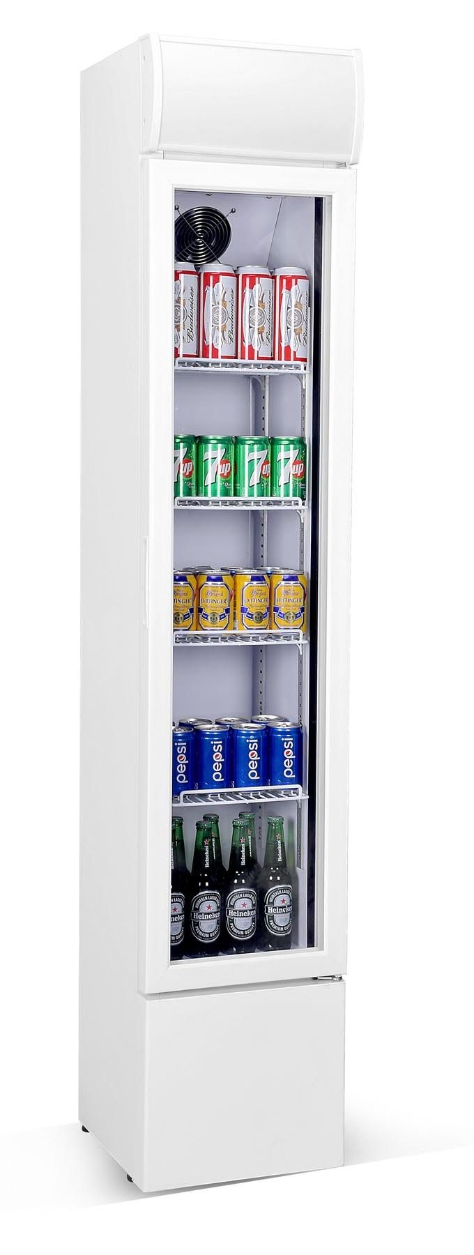Combisteel Slimline Narrow Single Hinged Glass Door Fridge Merchandiser 105Ltr - 7455.1385 Upright Single Glass Door Chillers Combisteel