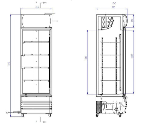Combisteel Single Hinged Glass Door Bottle Fridge Merchandiser Black 360Ltr - 7455.2104 Upright Single Glass Door Chillers Combisteel