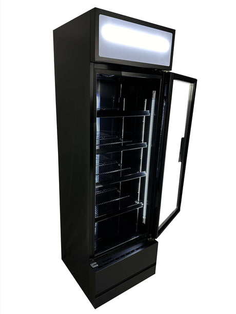 Combisteel Single Hinged Glass Door Bottle Fridge Merchandiser Black 360Ltr - 7455.2104 Upright Single Glass Door Chillers Combisteel
