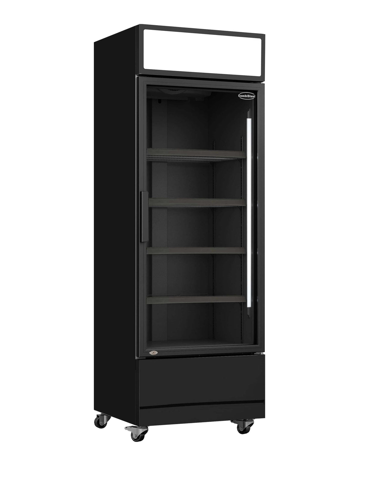 Combisteel Single Hinged Glass Door Bottle Fridge Merchandiser Black 360Ltr - 7455.2104 Upright Single Glass Door Chillers Combisteel