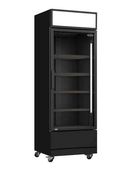 Combisteel Single Hinged Glass Door Bottle Fridge Merchandiser Black 360Ltr - 7455.2104 Upright Single Glass Door Chillers Combisteel
