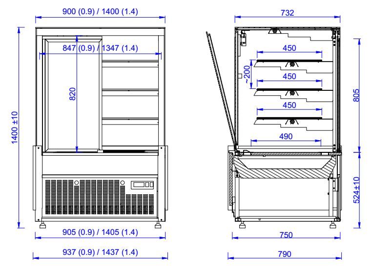 Combisteel Nero Deli Patisserie Flat Glass Display Fridge - 7486.0090 Refrigerated Floor Standing Display Combisteel