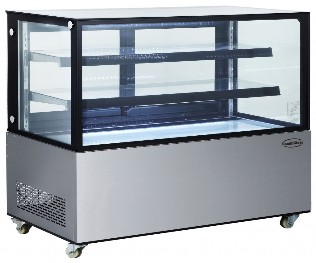 Combisteel Deli Patisserie Flat Glass Display Fridge 470 Ltr - 7487.0025 Refrigerated Floor Standing Display Combisteel