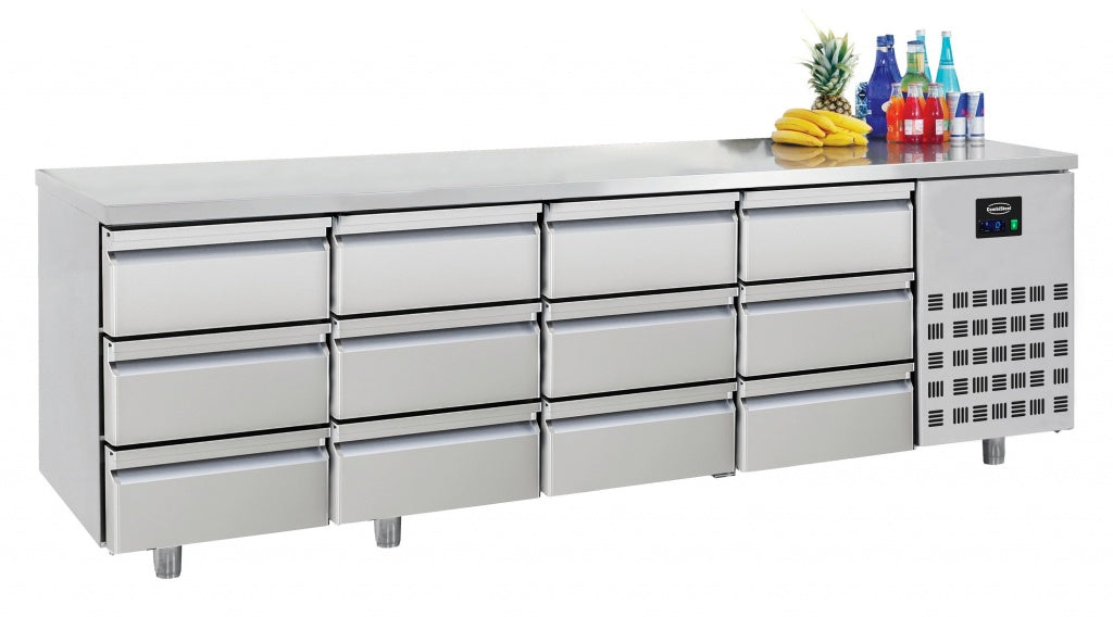Combisteel 12 Drawer Stainless Steel 1/1 Gastronorm Counter Fridge 632Ltr - 7489.5585 Counter Fridges With Drawers Combisteel