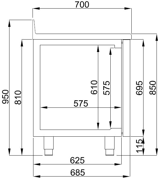Combisteel 700 Kühltheke, Aufkantung 2 Türen, Monoblock - 7489.5400