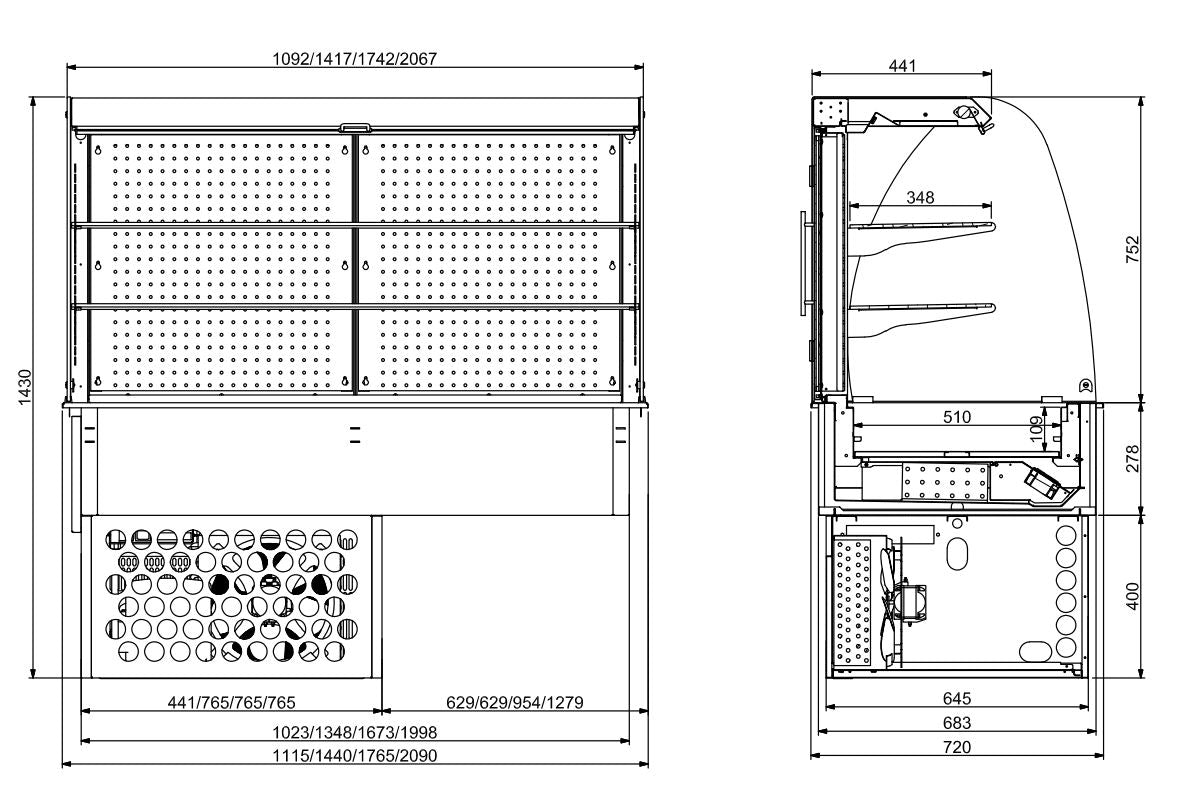 DROP-IN GEBOGEN KOELVITRINE - GESLOTEN 3/1 - COMBISTEEL