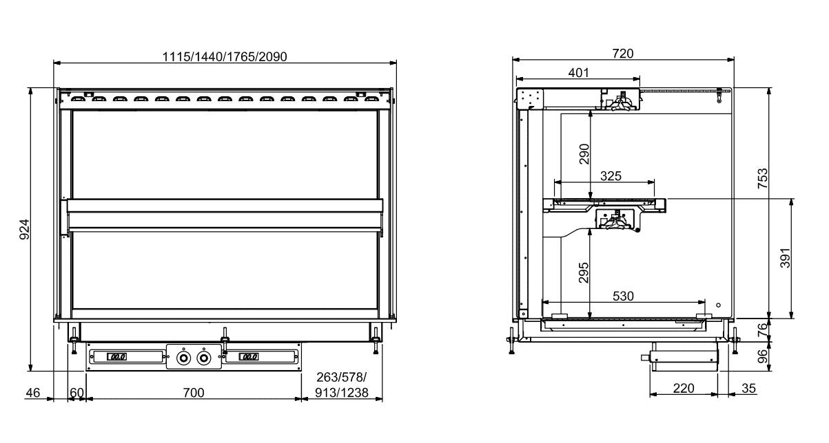 Combisteel Drop-In Cubic Heated Ceramic Display Wall Model - Black 4/1 - 7495.0365