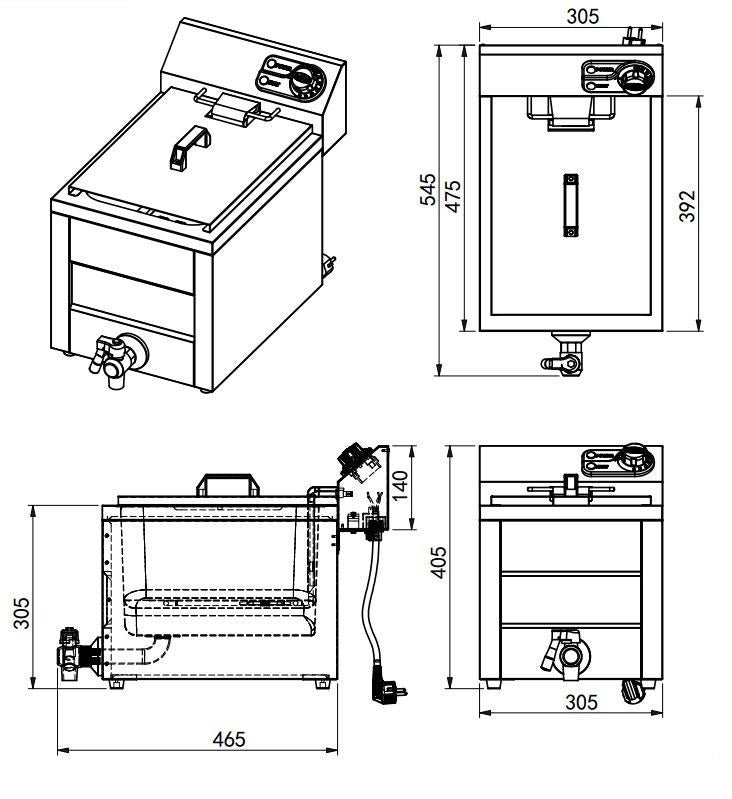 Combisteel Electric Counter Top Fryer Single Tank 8 Litre - 7518.0200 Countertop Electric Fryers Combisteel