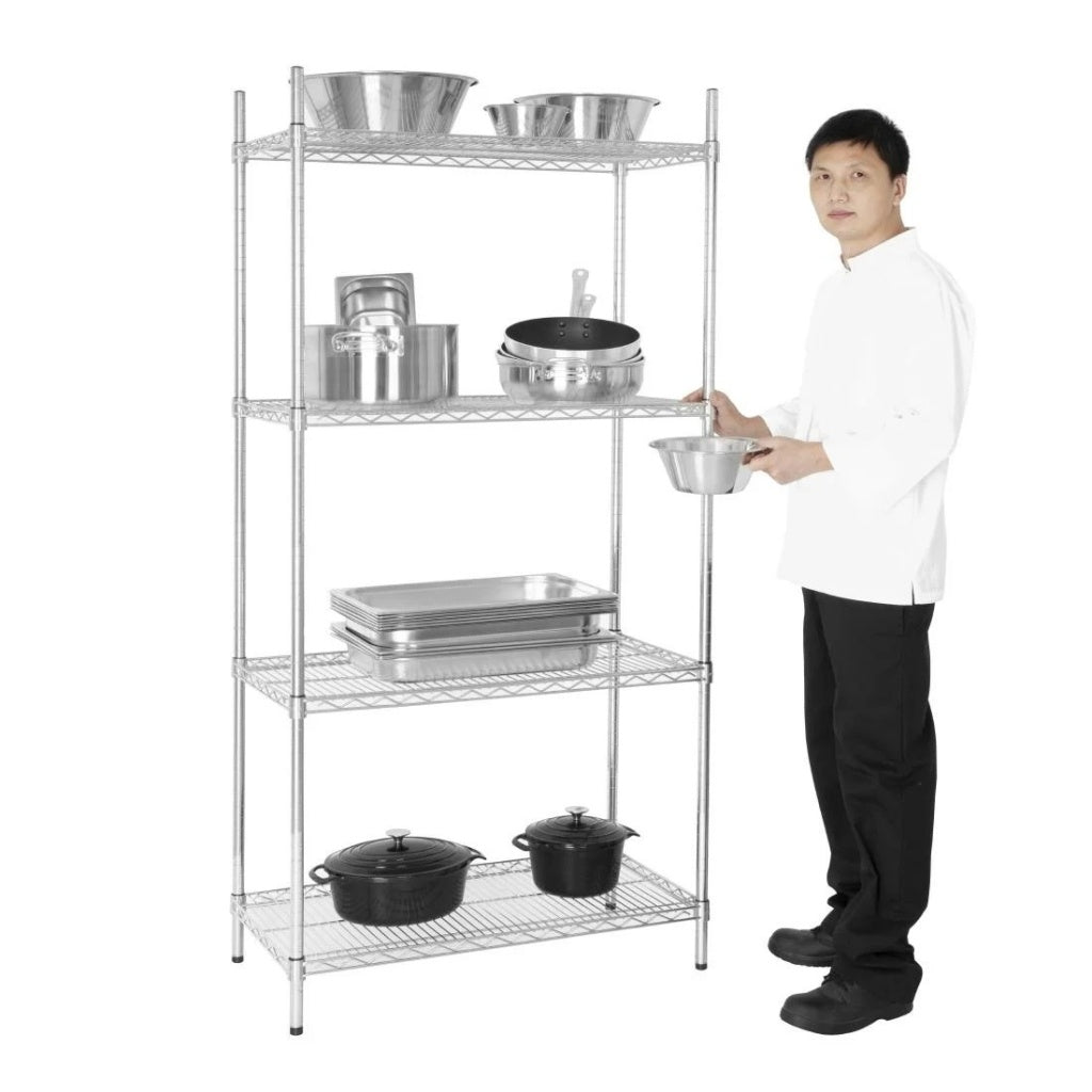 Combisteel 4 Tier Chrome Wire Shelving Rack Kit 900mm Wide - 7530.0005 Chrome Wire Shelving and Racking Combisteel
