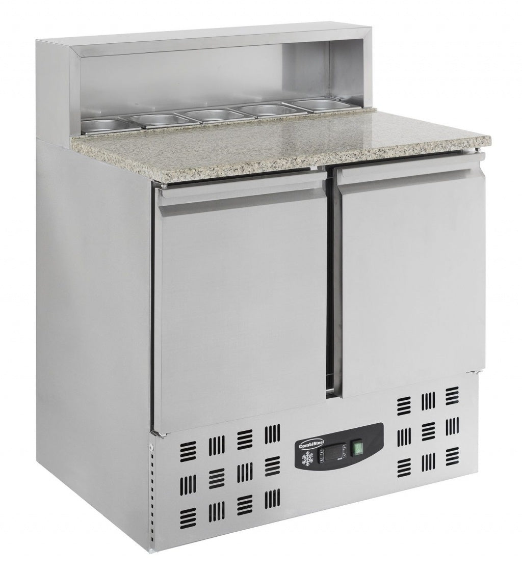 Combisteel 2 Door Pizza Prep Counter Saladette Fridge 2x 1/1GN + 5x 1/6GN - 7950.0070 Pizza Prep Counters - 2 Door Combisteel