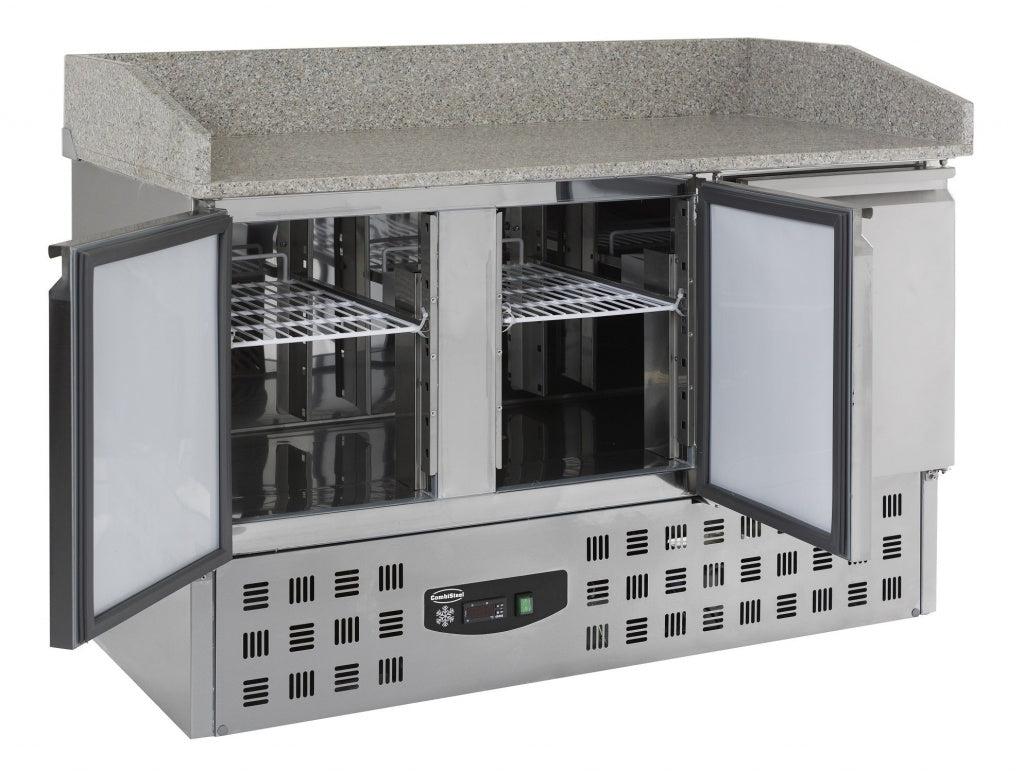 Combisteel 3 Door Stainless Steel Pizza Prep Fridge Marble Worktop - 7950.0060 Pizza Prep Counters - 3 Door Combisteel