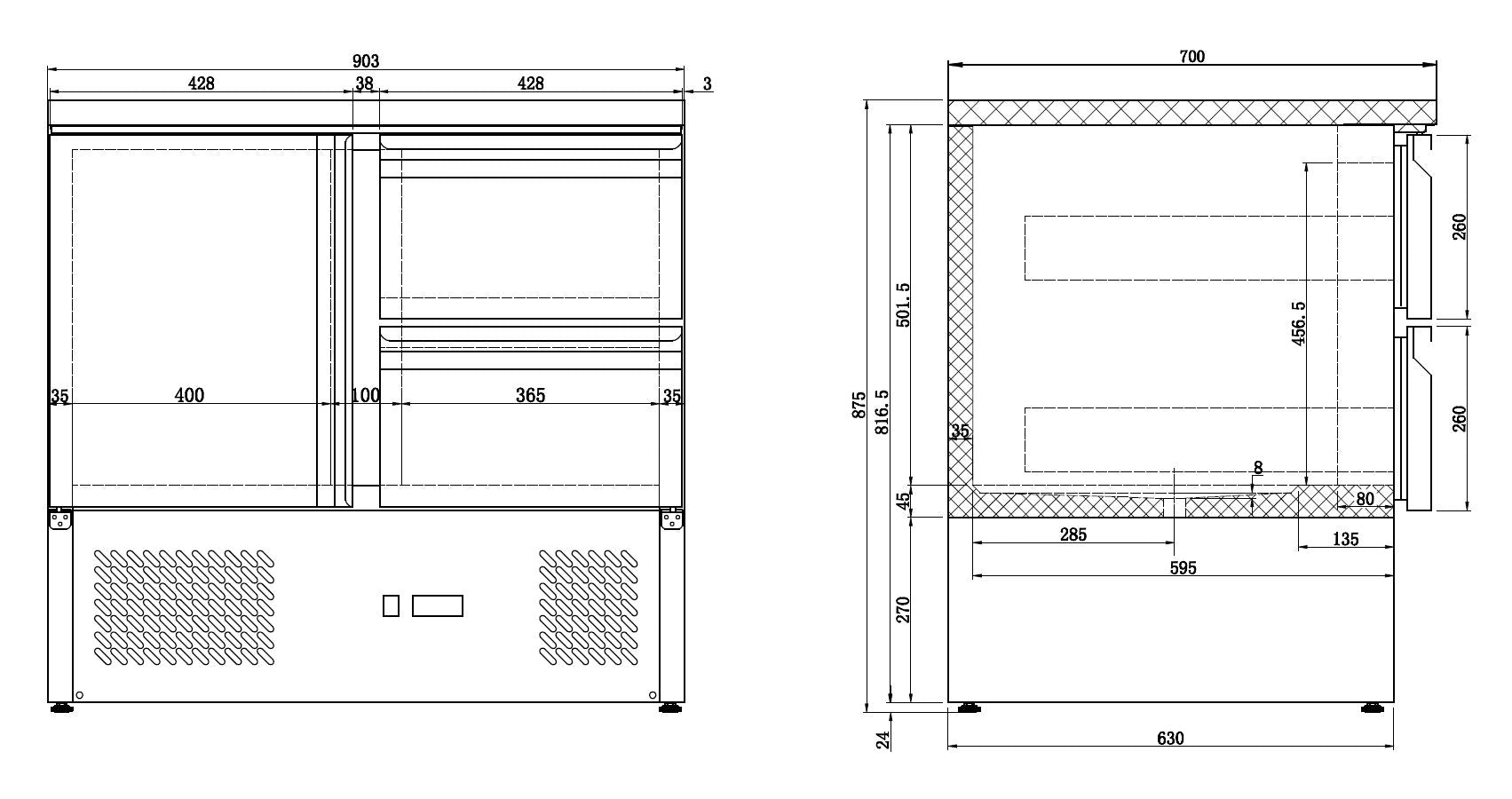 Combisteel Refrigerated Counter 1 Door/2 Drawers - 7950.0108