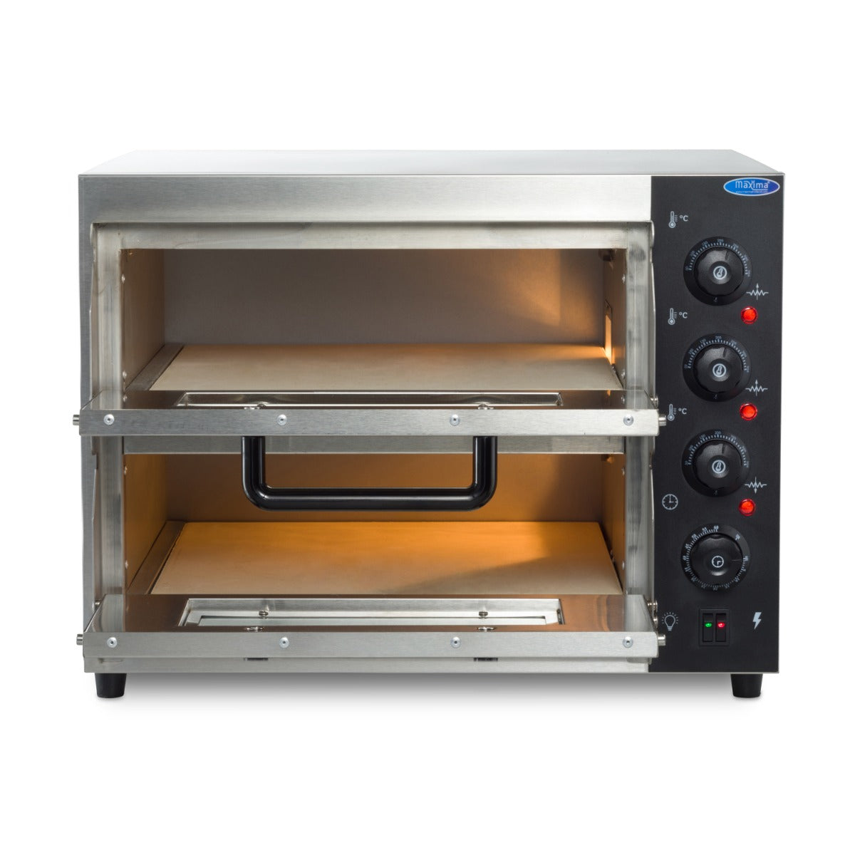 Maxima Pizzaofen – für 2 Pizzas mit Ø 40 cm – zum Brotbacken – für Pasteten – Doppeldeck – 09362155