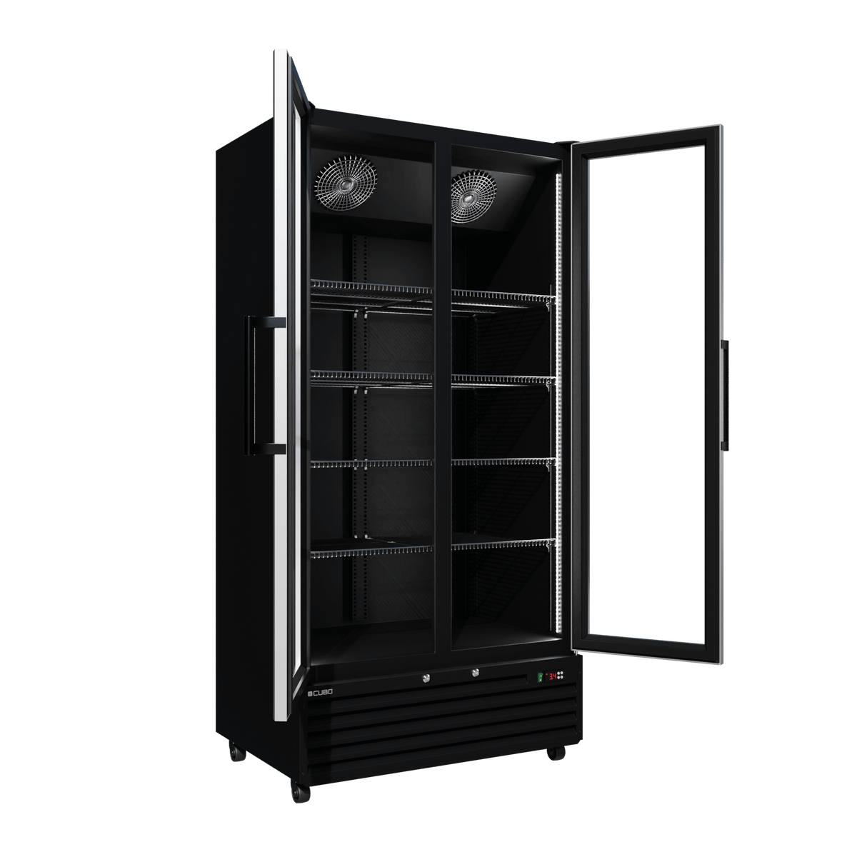 CUBO koelkast - 776 liter – 2 Glasdeuren – 10 Legplanken – Zwart Interieur – CS-SU800