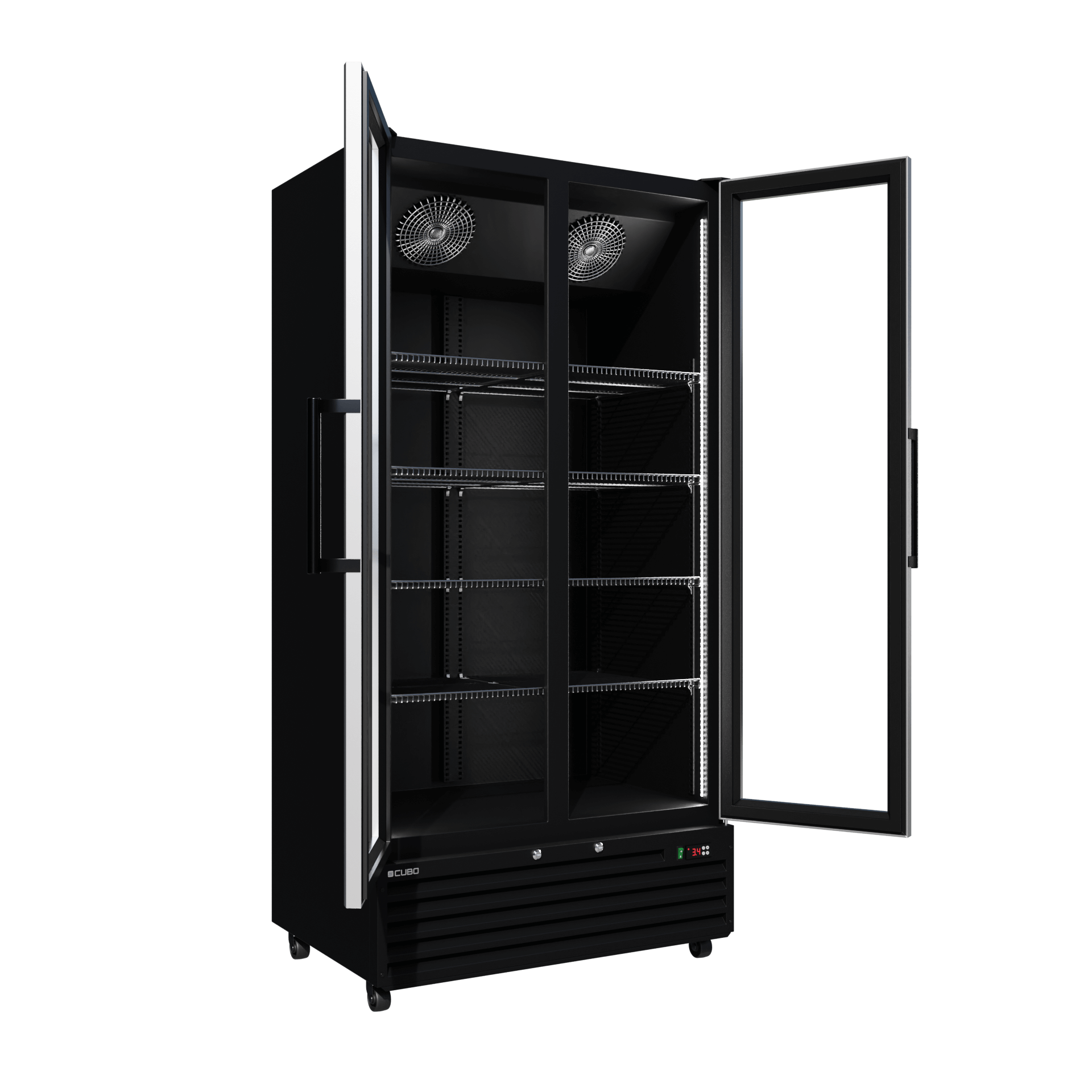 CUBO koelkast - 776 liter – 2 Glasdeuren – 10 Legplanken – Zwart Interieur – CS-SU800