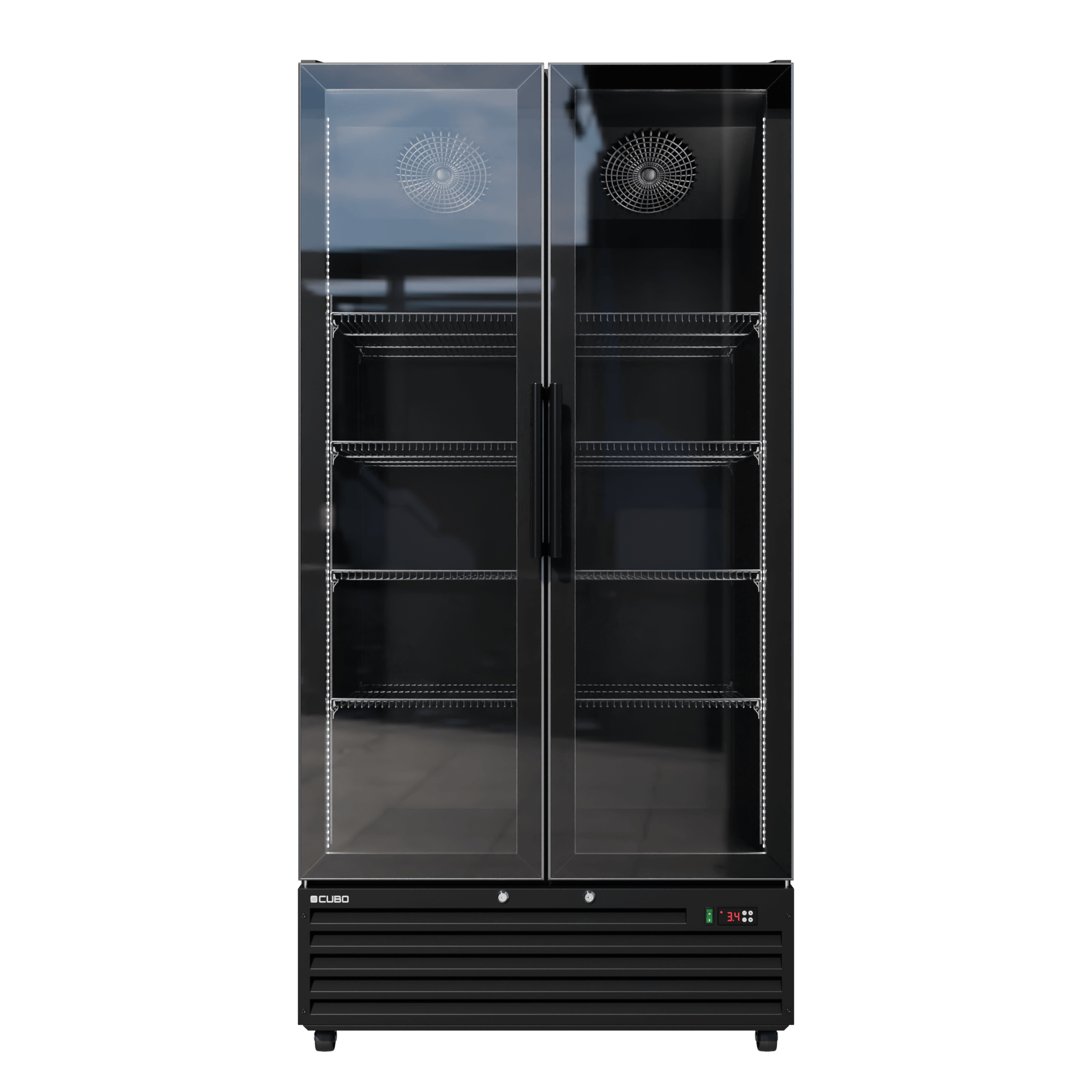 CUBO koelkast - 776 liter – 2 Glasdeuren – 10 Legplanken – Zwart Interieur – CS-SU800