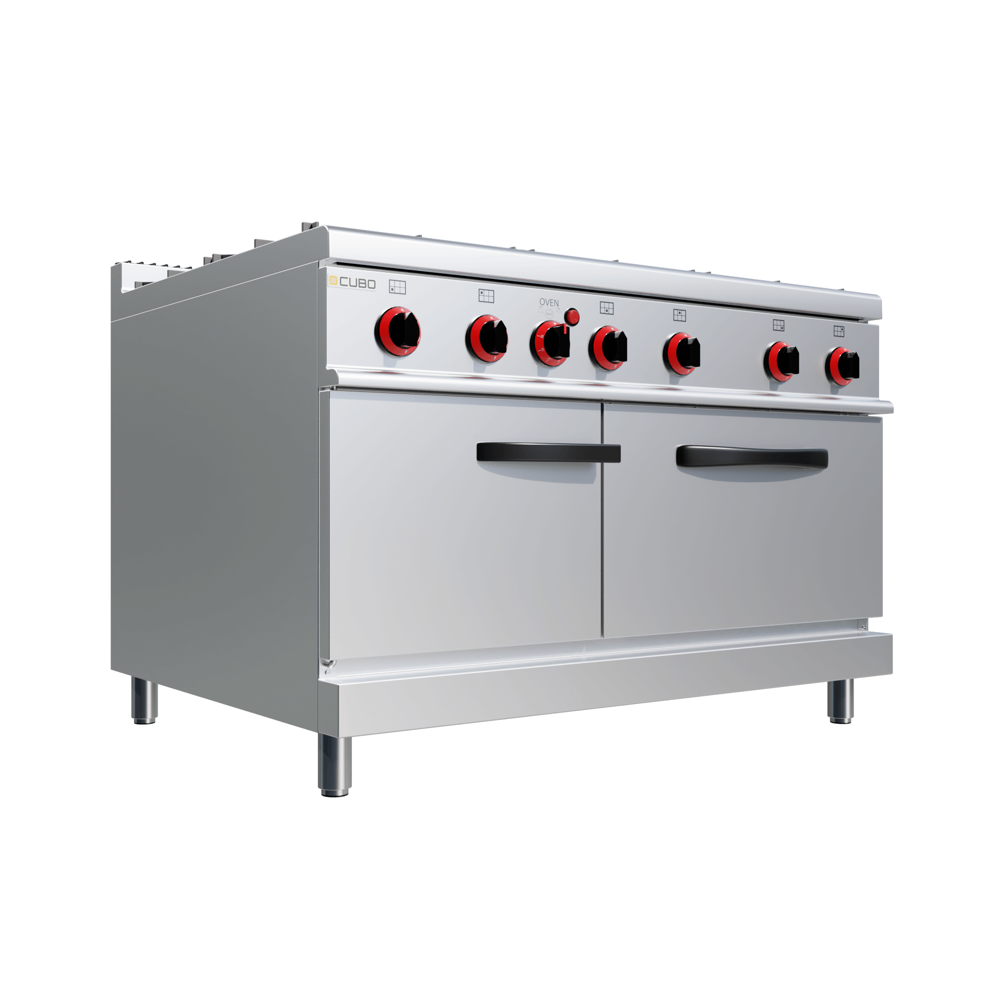 CUBO Gasfornuis 27kW - 6-pits - incl. statische gasoven 8kW - Diepte 90cm - Hoogwaardig model - CS-90-QQ-6-M