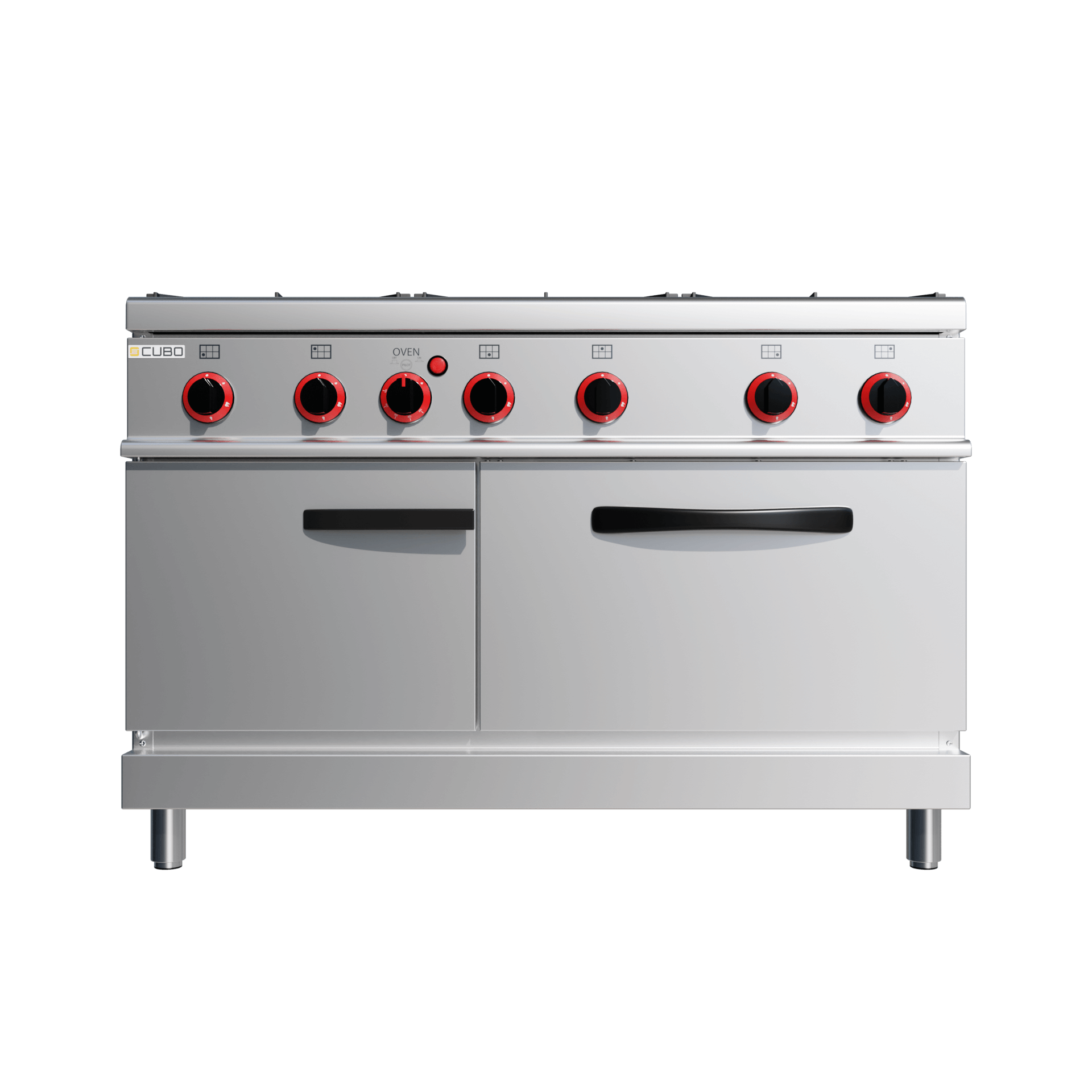 CUBO Gasfornuis 27kW - 6-pits - incl. statische gasoven 8kW - Diepte 90cm - Hoogwaardig model - CS-90-QQ-6-M