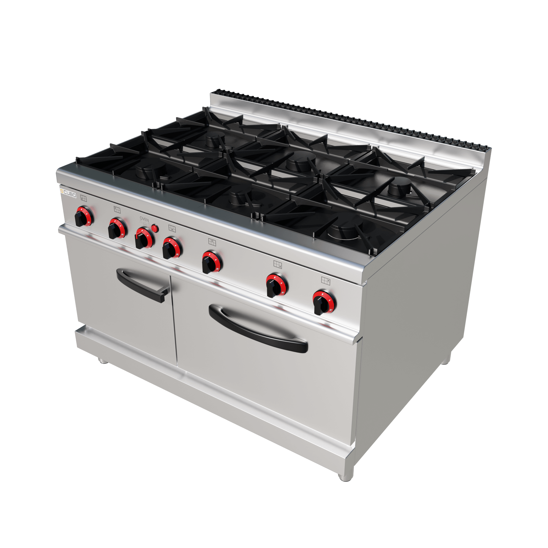 CUBO Gasfornuis 27kW - 6-pits - incl. statische gasoven 8kW - Diepte 90cm - Hoogwaardig model - CS-90-QQ-6-M