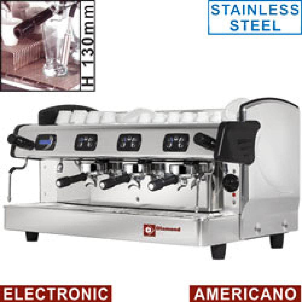 Diamond Expresso coffee machine 3 groups h130mm, auto. (with display) - AROMA/3ED-AM-N