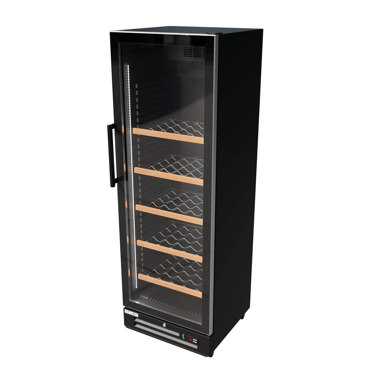 CUBO Wijnkoelkast 360L – Glasdeur – 5 Houten Legplanken – Zwart Interieur – CS-WF375