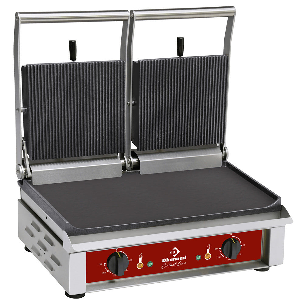 Diamond DOUBLE contact-grill, enamelled plates - CONTACTDG2/SN