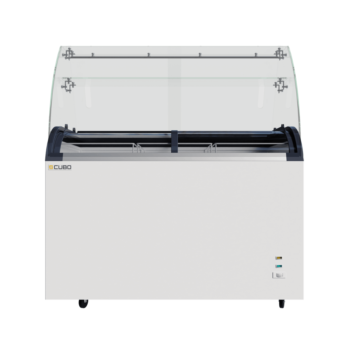 CUBO Ice Cream Serve Display Freezer 355L - 1270mm - Sliding Curved Glass Lid - 9 Pans - CS-CF420QIC-GT