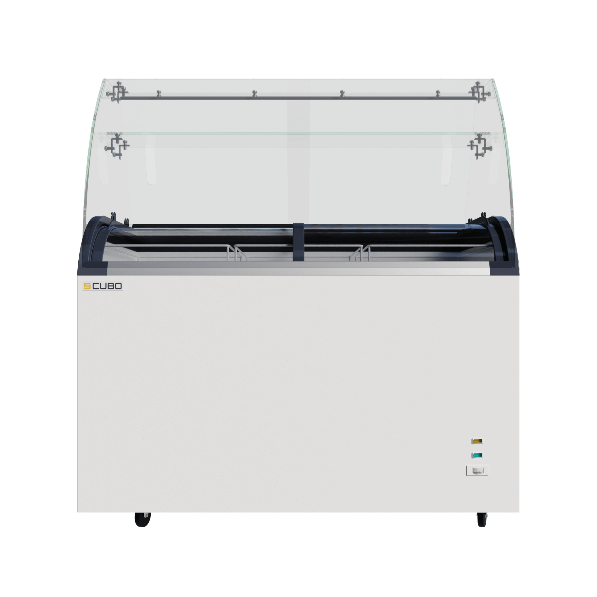 CUBO Ice Cream Serve Display Freezer 355L - 1270mm - Sliding Curved Glass Lid - 9 Pans - CS-CF420QIC-GT
