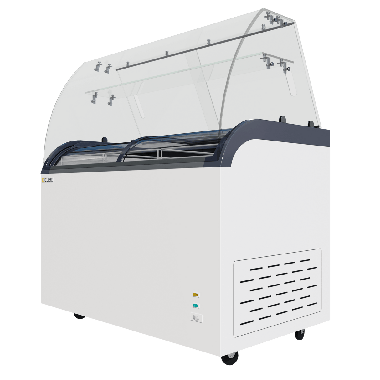 CUBO Ice Cream Serve Display Freezer 355L - 1270mm - Sliding Curved Glass Lid - 9 Pans - CS-CF420QIC-GT