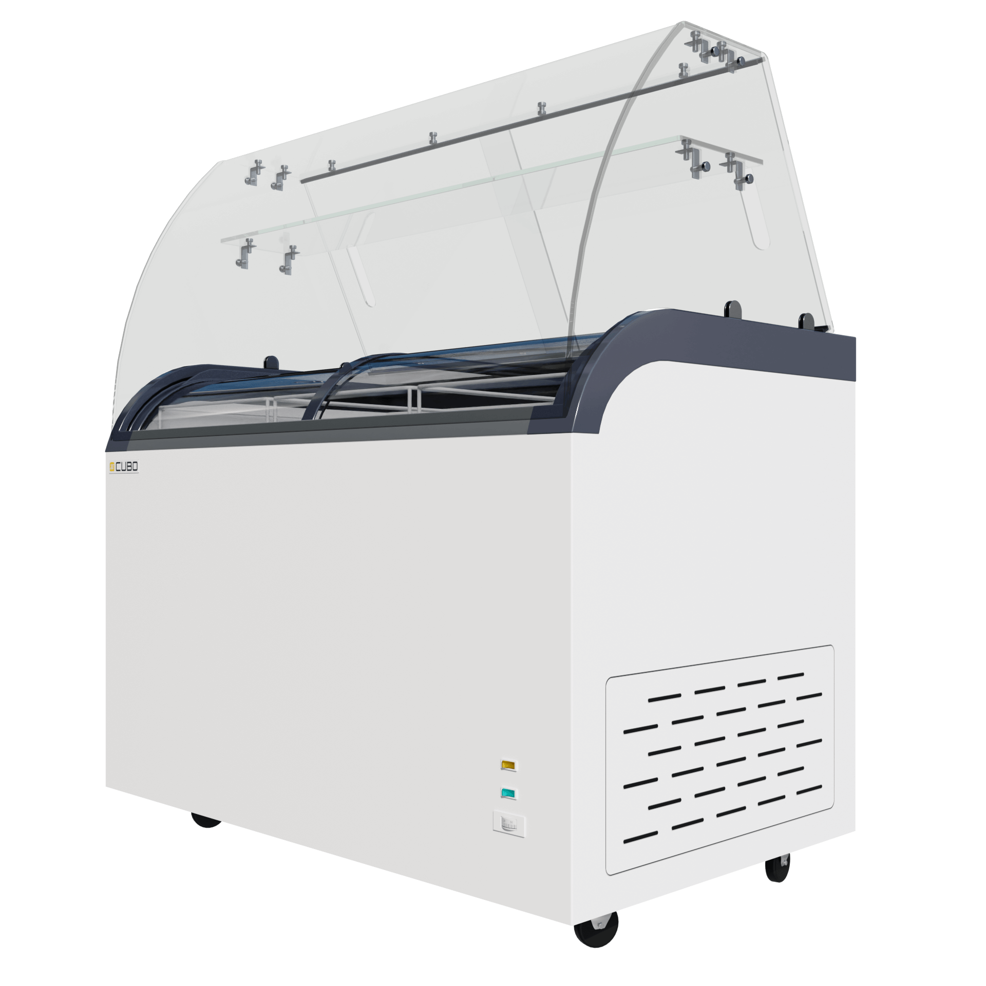 CUBO Ice Cream Serve Display Freezer 355L - 1270mm - Sliding Curved Glass Lid - 9 Pans - CS-CF420QIC-GT