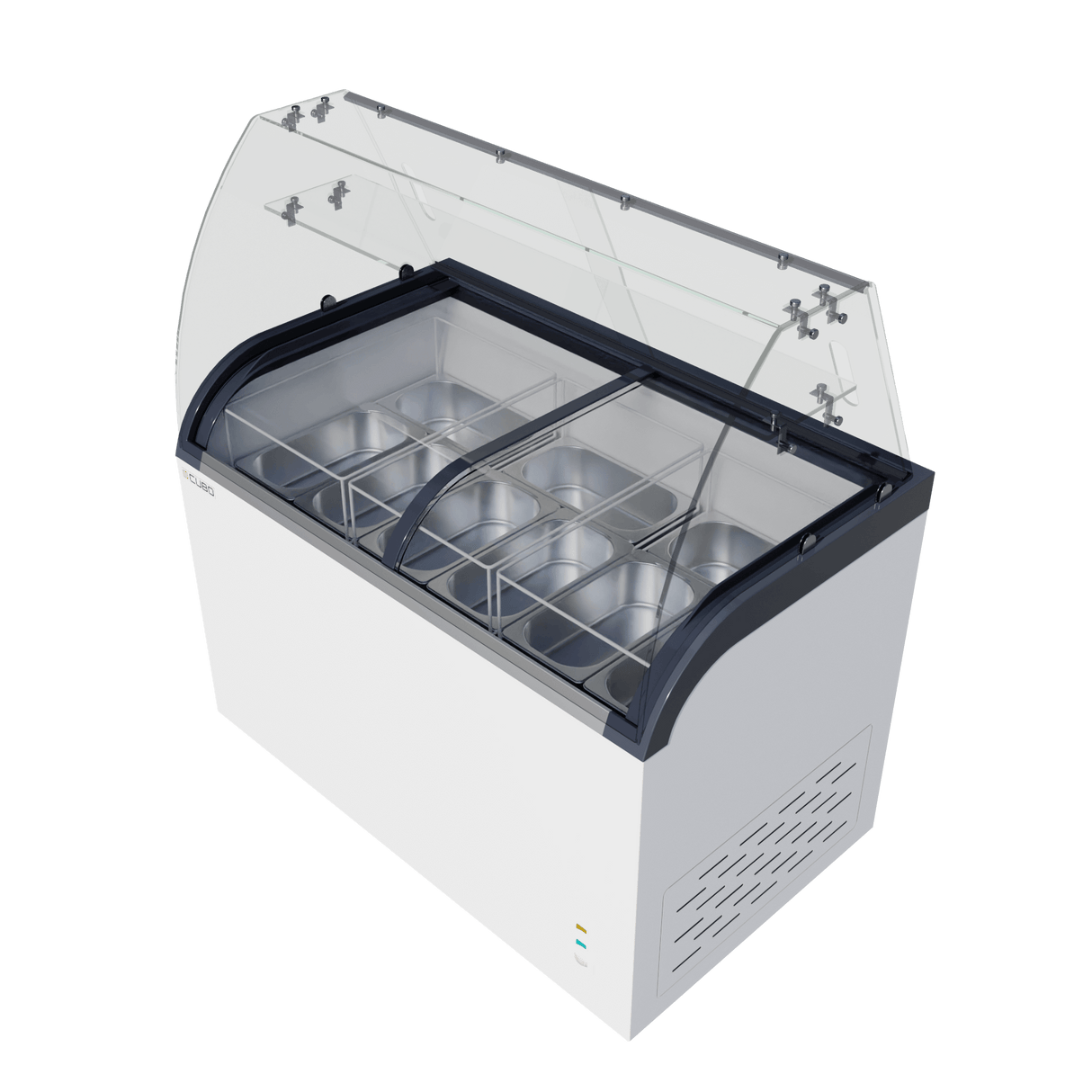 CUBO Ice Cream Serve Display Freezer 355L - 1270mm - Sliding Curved Glass Lid - 9 Pans - CS-CF420QIC-GT