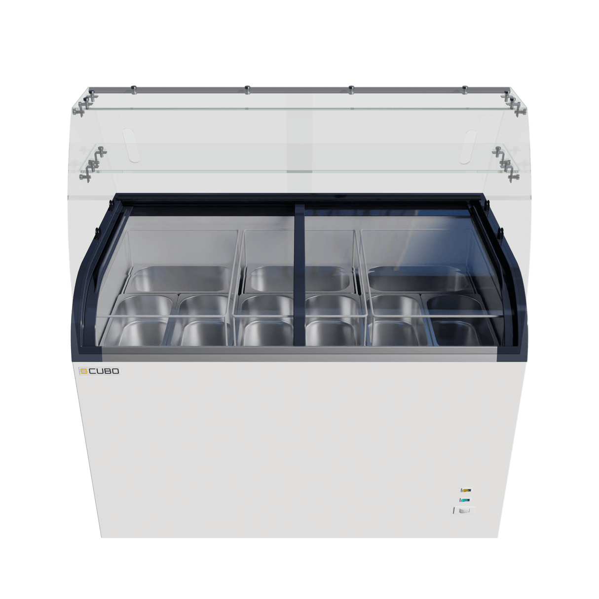 CUBO Ice Cream Serve Display Freezer 355L - 1270mm - Sliding Curved Glass Lid - 9 Pans - CS-CF420QIC-GT