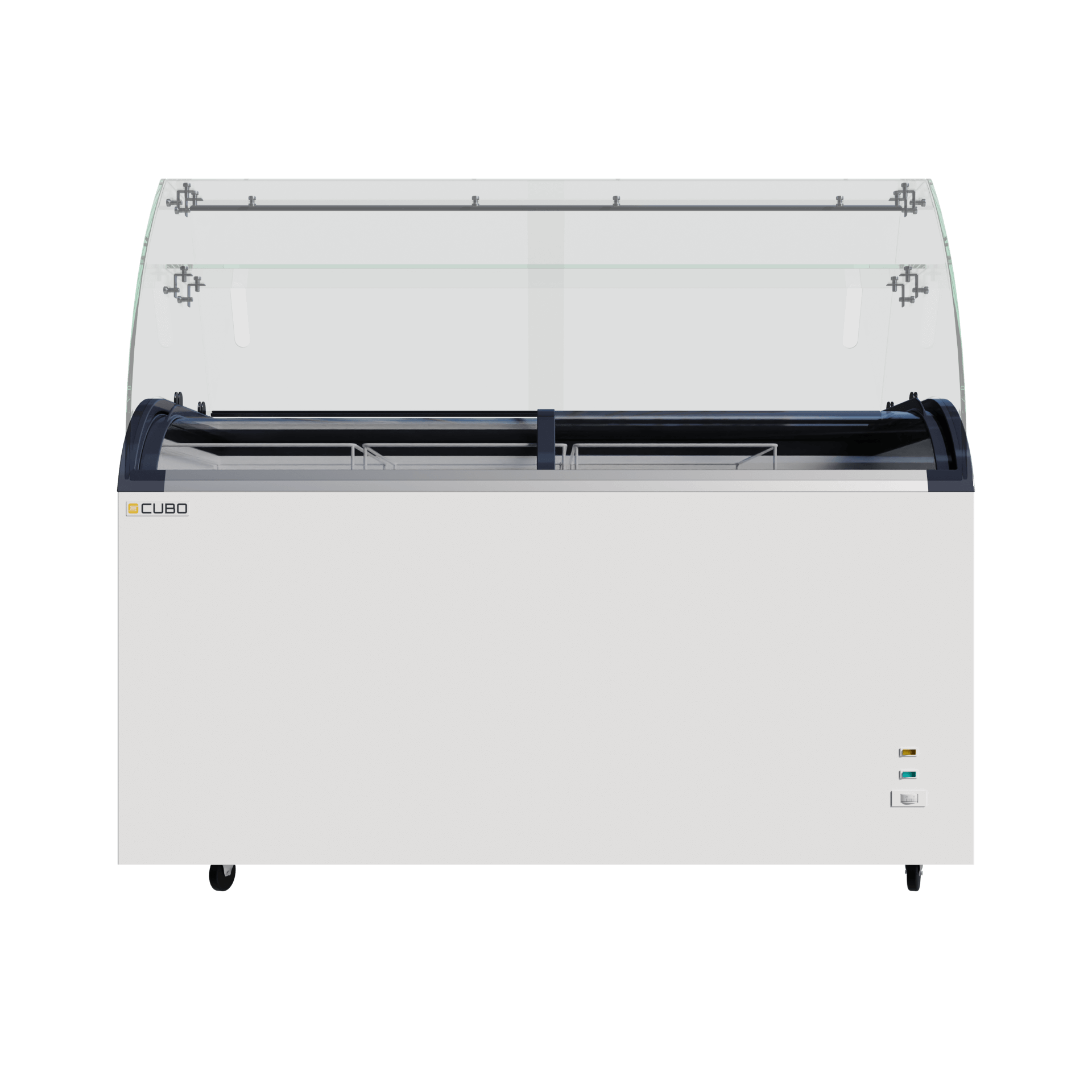CUBO Ice Cream Serve Display Freezer 445L - 1530mm - Sliding Curved Glass Lid - 9 Pans and Storage Basket - CS-520QIC-GT