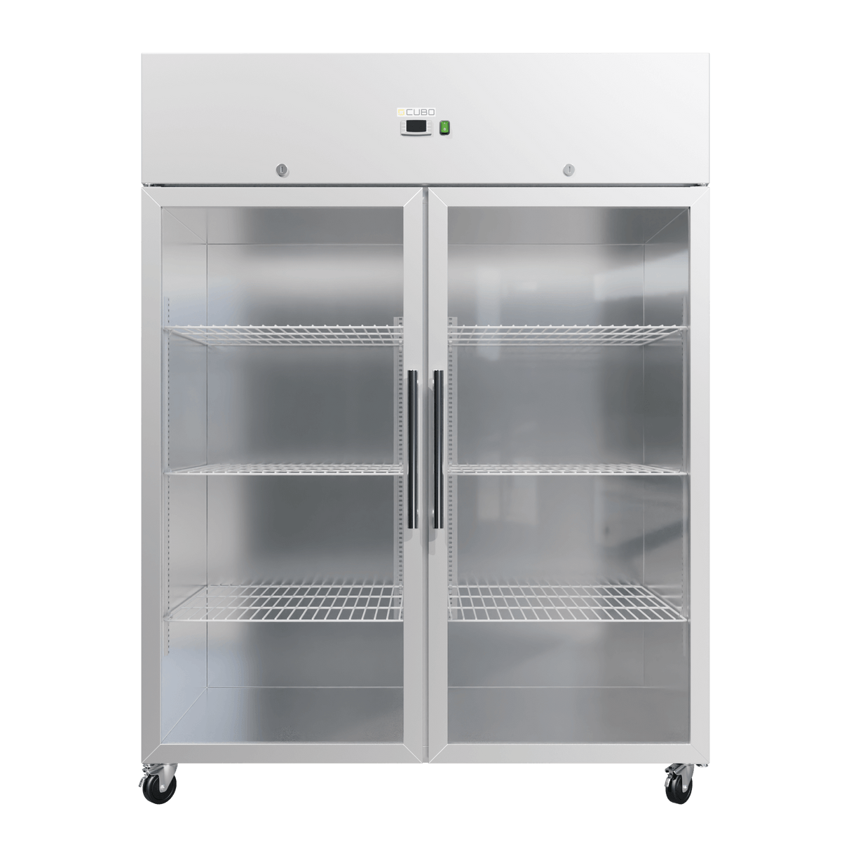 CUBO Storage Refrigerator 1341L - 2 Glass Door - Stainless Steel Upright - Fan Assisted Cooling - GN2/1 - CS-GN1410TNG