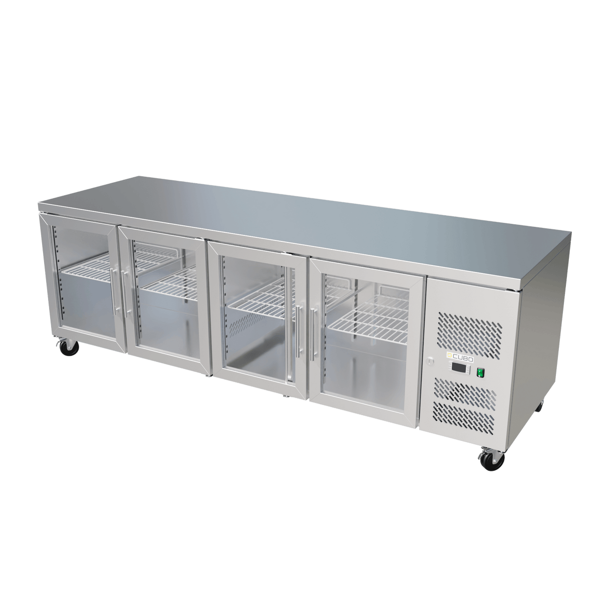 CUBO Glass Door Preparation Workbench 638L - 4 Door Counter Fridge - Stainless Steel - 2230(W) x 717(D)mm - CS-GN4100TNG