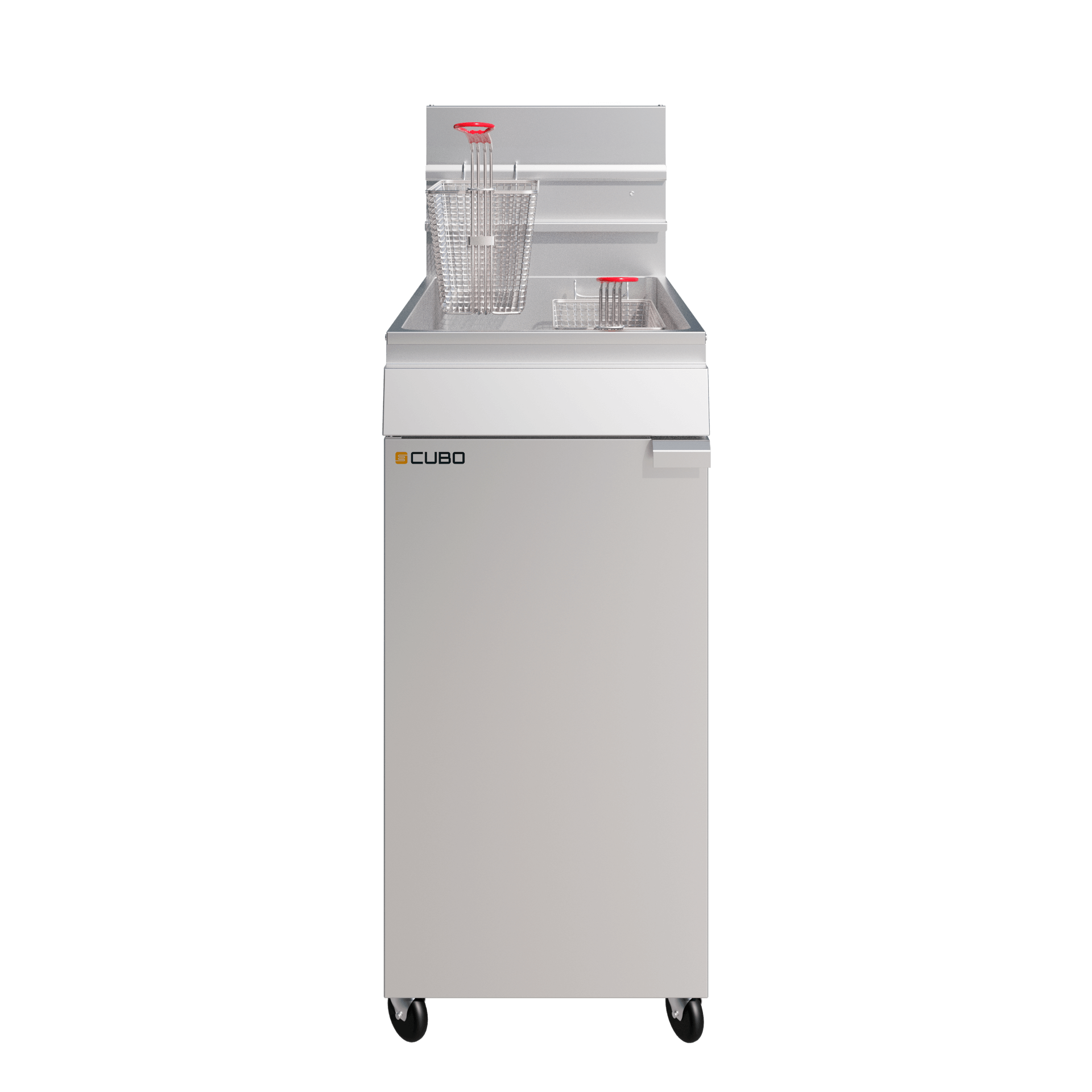 CUBO Friteuse Gas 28L - Staand model - dubbele mand enkele tank - 4-pits - LPG conversieset - CS-MGEF-4-OZ