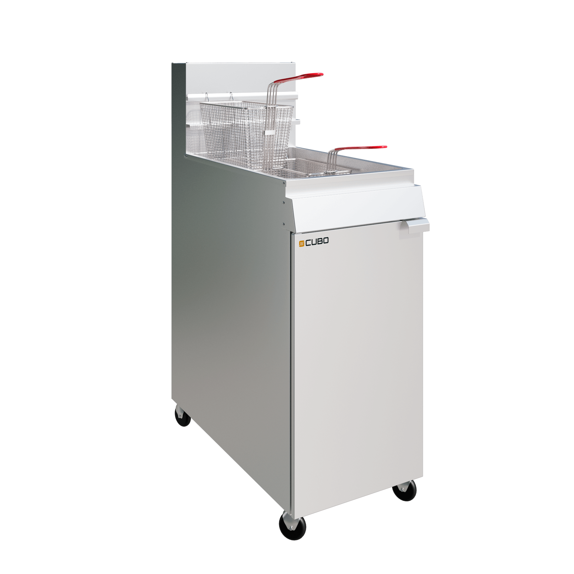 CUBO Friteuse Gas 24L - Staand model - dubbele mand enkele tank - 3-pits - LPG conversieset - CS-MGEF-3-OZ